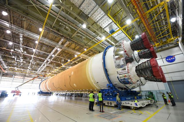 NASA image: NASA Prepares Artemis I SLS Rocket Stage for Move to Pegasus Barge